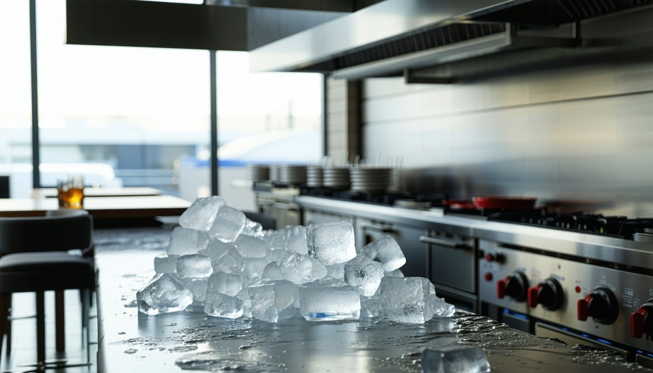  Leased commercial ice machine installed in restaurant kitchen