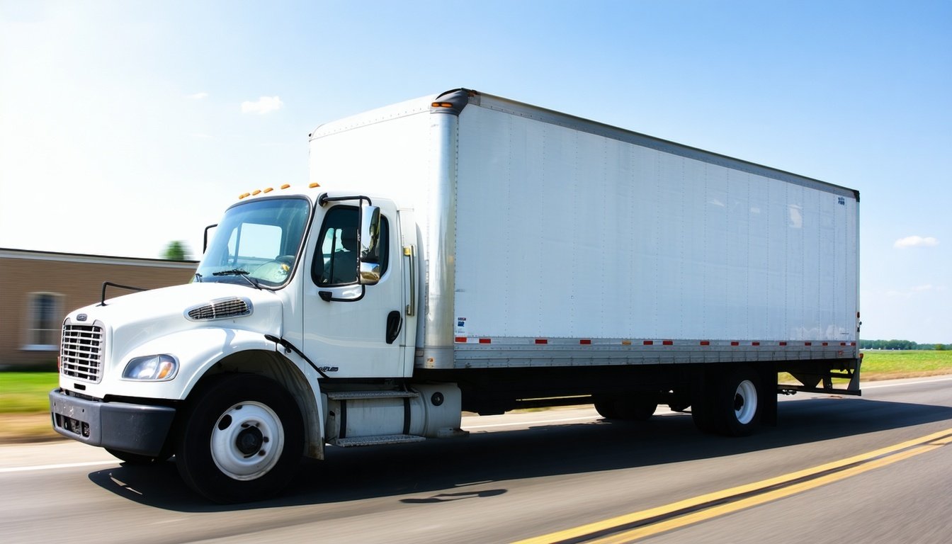 Moving company truck purchased using business loan for fleet expansion