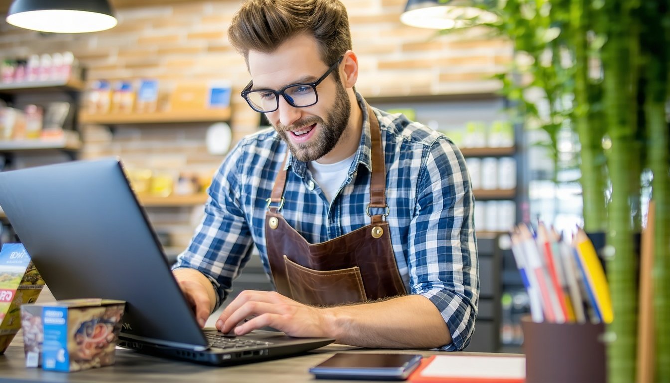 Small-town business owner applying for a rural business loan at a local bank
